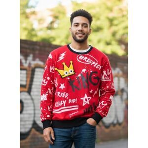 Switch Remarkable Red "KING" Graffiti Sweatshirt Men's Large 👑